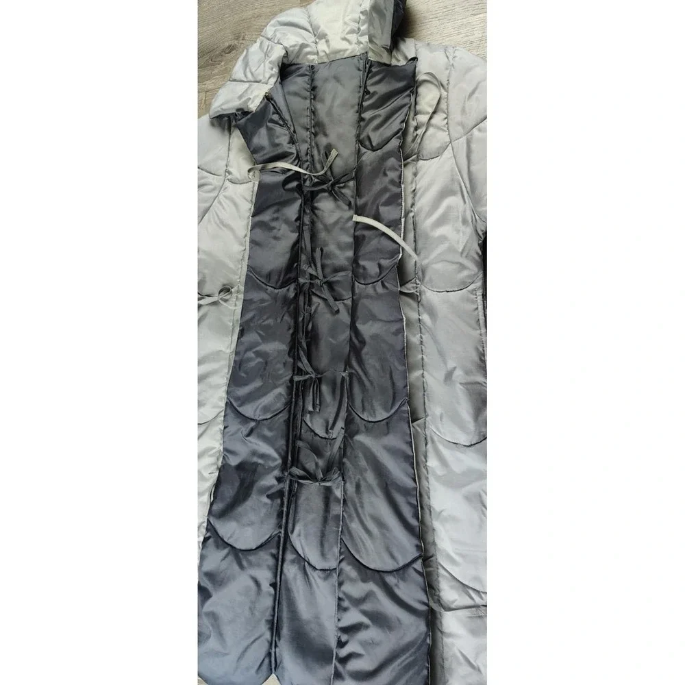 Vtg Forecaster Of Boston L Reversible Blue Silver Scalloped Hem Hippie Coat Long